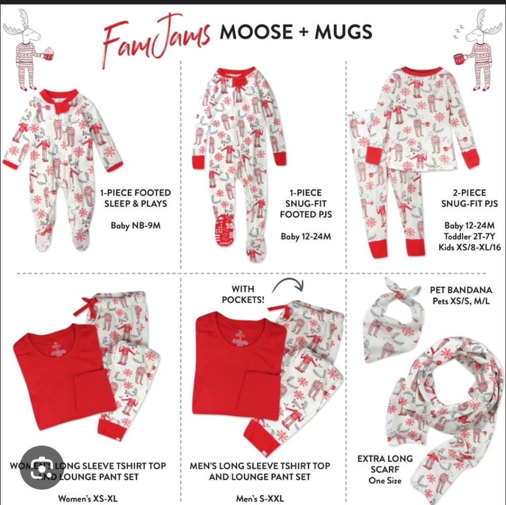 The Honest Company Red and White Moose Footies